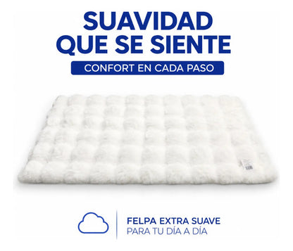Alfombra Felpa Relieve Suave Base Gamuza 50x80cm Felpudo 80 Cm 50 Cm Blanco