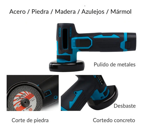 Mini Amoladora Portatil Recargable 12v + Disco De Repuesto Negro