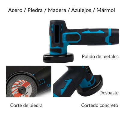Mini Amoladora Portatil Recargable 12v + Disco De Repuesto Negro