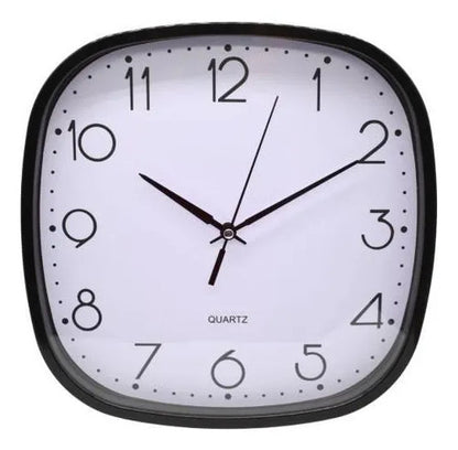 Reloj Pared Cuadrado Analógico Marco Negro 25x25cm Negro Blanco