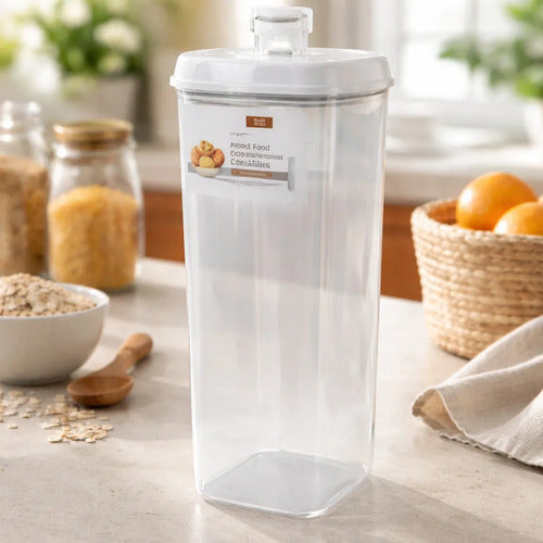 Contenedor Recipiente Alimentos Hermético Acrílico 1.2l Blanco