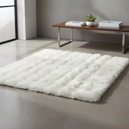 Alfombra Felpa Decorativa Relieves Suave 60x120cm Afelpada 1.2 M 60 Cm Blanco