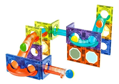 Juego Bloques Magnéticos Infantiles 49 Piezas Pista Bolitas 49