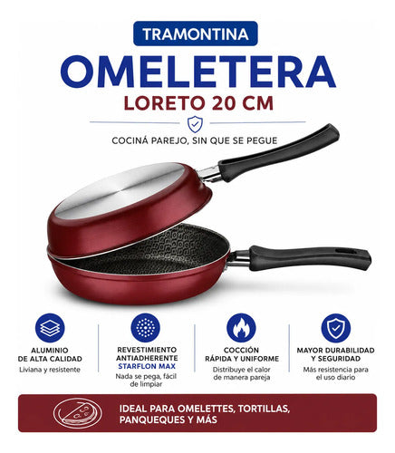 Sarten Doble Omeleteras 20cm Antiadherente Cocina Aleatorio - 2 Colores