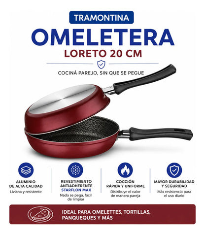 Sarten Doble Omeleteras 20cm Antiadherente Cocina Aleatorio - 2 Colores