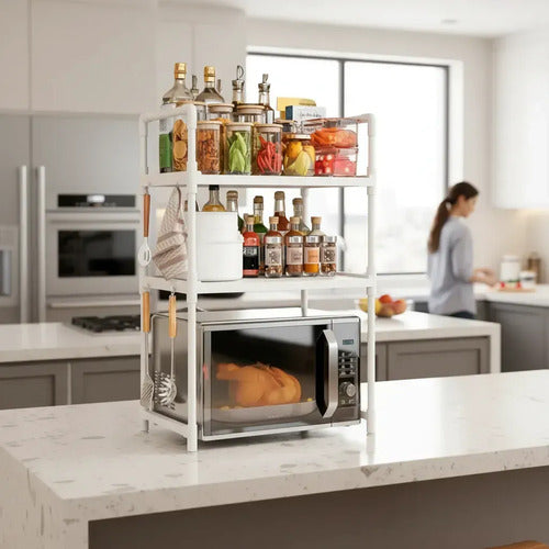Organizador Rack Cocina Blanco 3 Niveles Mesada Estante Microondas Veoquiero