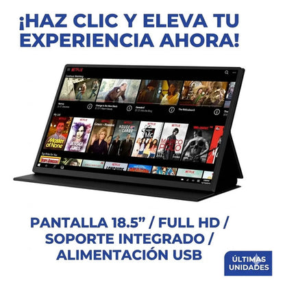 Monitor Portatil 18.5 Pulgadas Full Hd 1080p 60hz Usb Pc Negro