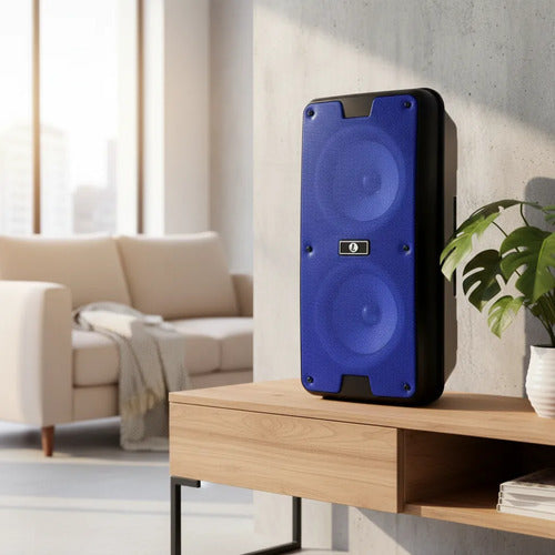 Parlante Bluetooth Inalambrico Tws 2x4 Usb Tf Fm Aux Led Azul