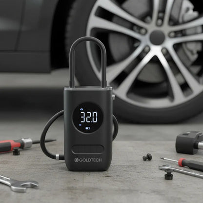 Inflador Compresor Digital Portatil Auto Moto Bici Pelota Negro 50 Hz / 60 Hz Compatible Con Cargadores Universales Monofásica
