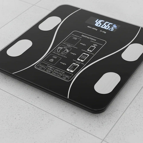 Balanza Pesa Digital Bluetooth Inteligente App Smart Baño Color Negro