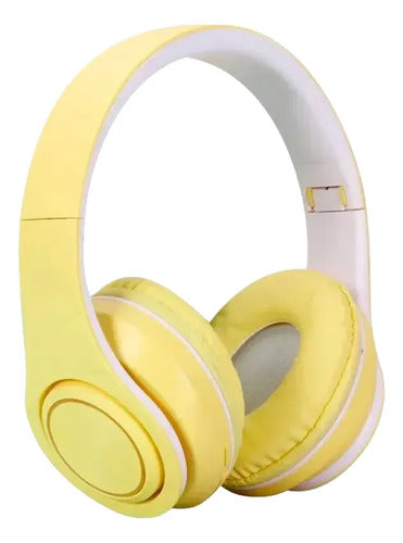 Auricular Bluetooth Usb Tf Plegable Vincha Ajustable 3.5 Hd Amarillo