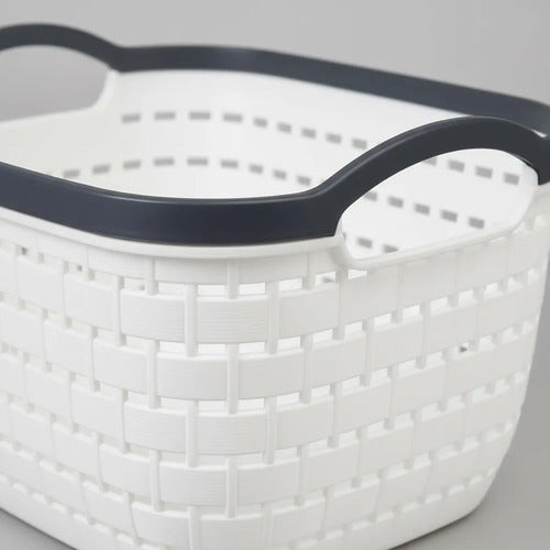 Canasto Plástico Multiuso Organizador Con Asas 24x18x12cm Blanco