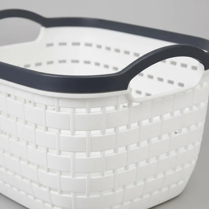 Canasto Plástico Multiuso Organizador Con Asas 24x18x12cm Blanco