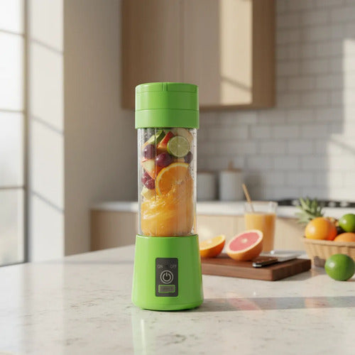 Licuadora Jugo Batido Portatil Usb Recargable 380ml Batidora Verde