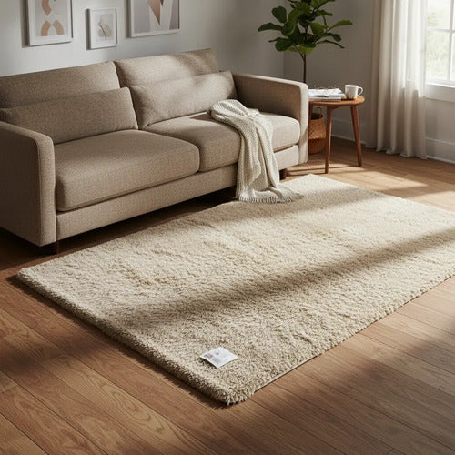 Alfombra Decorativa Afelpada Suave Base Gamuza 50x80cm 80 Cm 50 Cm Beige