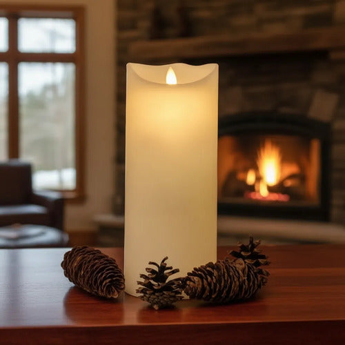 Vela Eléctrica Led Luz Cálida Decorativa Efecto Llama 15cm Beige