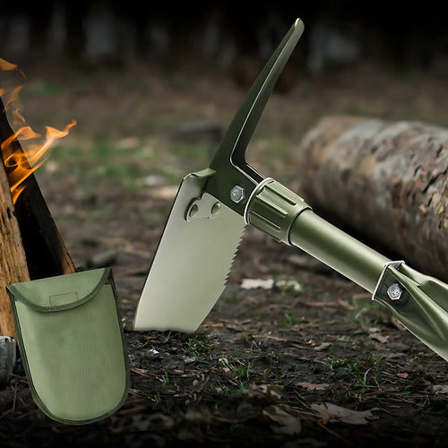 Pala Camping Jardin Con Pico Plegable Con Estuche Verde