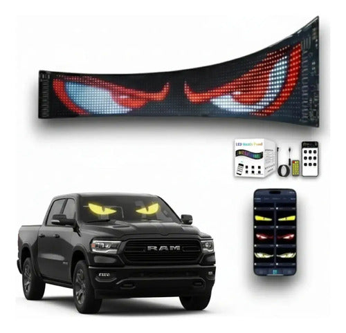 Cartel Led Ojos Diseño Auto Camioneta Camión Micro 59x12cm Negro
