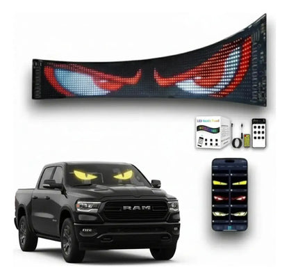 Cartel Led Ojos Diseño Auto Camioneta Camión Micro 59x12cm Negro
