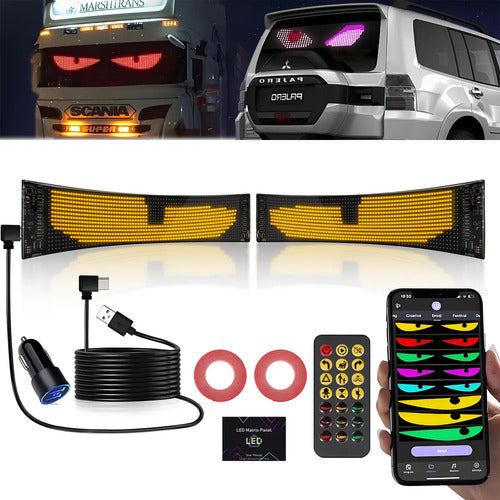 Letrero Led Programable Spardar Para Carro, Ojos De Diablo Y Ángel Con Control Bluetooth Y Usb