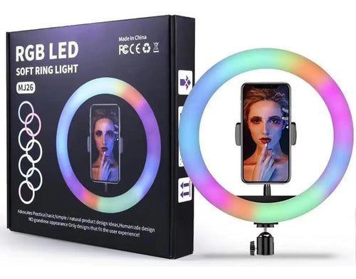Anillo Aro Luz Led Rgb Con Tripode Flexible 2m Soporte Negro Rgb