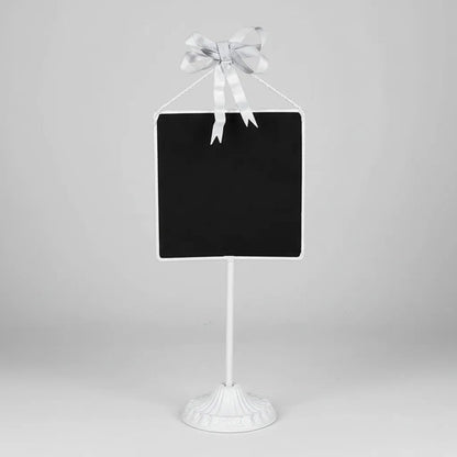 Adorno Pizarra Decorativa Base Metal Sobremesa 35cm Plateado
