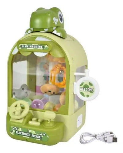Máquina Garra Infantil Dinosaurio Peluches Usb 30cm Verde Verde
