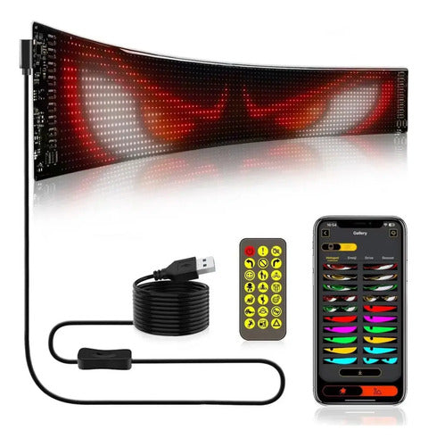 Cartel Led Ojos Auto Camioneta Camion Luminoso 59x12cm Negro