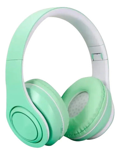 Auricular Bluetooth Usb Tf Plegable Vincha Ajustable 3.5 Hd Verde