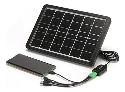 Panel Solar Con Adaptador Multiple Usb Negro