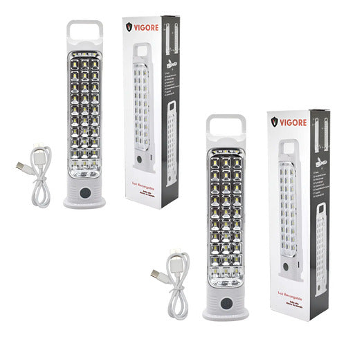 Set X2 Luz De Emergencia Lampara Foco Led Recargable Usb Blanco