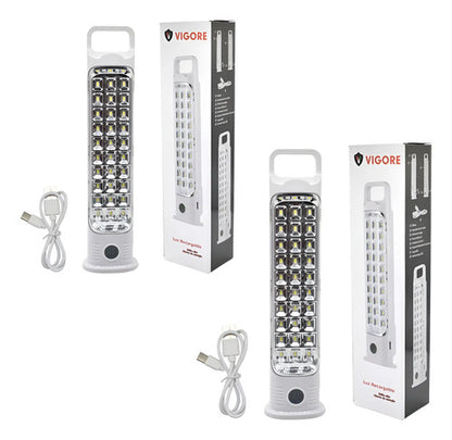 Set X2 Luz De Emergencia Lampara Foco Led Recargable Usb Blanco