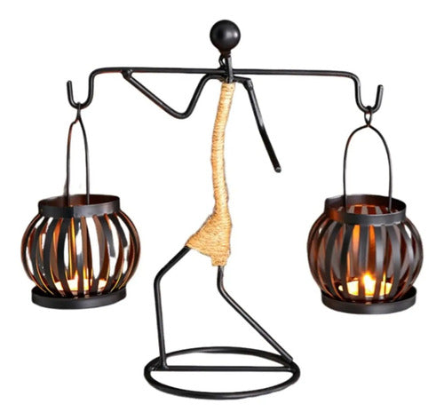 Adorno Portavelas Decorativo Para Centros De Mesa Negro