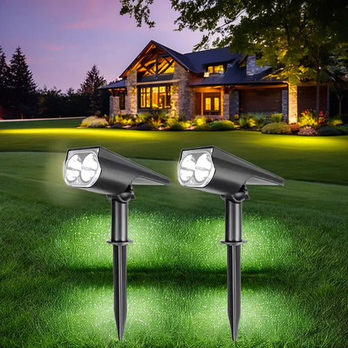 Lampara Solar Exterior Foco Farol Aplique Led Estaca Jardin Negro