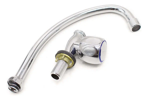 Grifo Cocina Mesada Unitaria Metal Agua Fria Brazo Alto