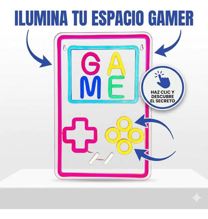 Letrero Neon Consola Retro Gamer Habitacion Decoracion Usb Multicolor