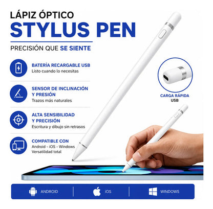 Lapiz Tactil Optico Recargable Android Ios Windows Tablet Pc