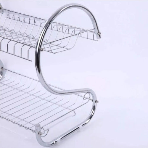 Escurridor Secaplatos Cocina Metal 2 Pisos/niveles Cocina Plateado