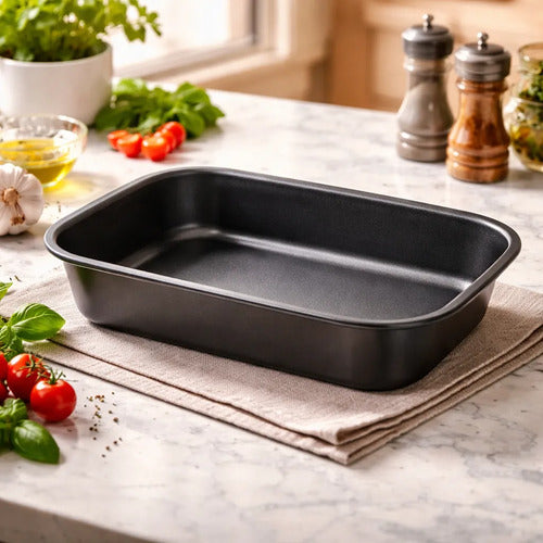 Fuente Asadera Rectangular Honda Antiadherente Cocina 28 Cm Negro