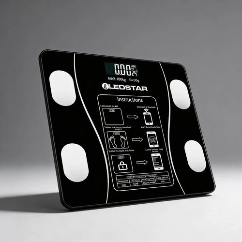 Balanza Digital Ledstar Inteligente App Bluetooth Grasa Masa Negro