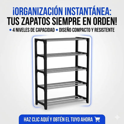 Organizador Estanteria Zapatero 4 Nivel 55x50x18cm Aluminio Negro