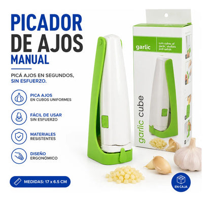 Picador Ajo Manual Cocina 17cm Verduras Garlic Cube Cortador Blanco