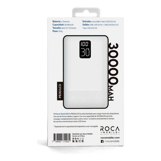 Power Bank Usb Y Usb-c Tipo C Con Pantalla Lcd 30.000mah