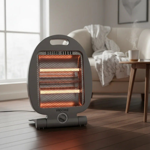 Estufa Calefactor Electrica 800w Termostato Portatil 35-25cm Gris