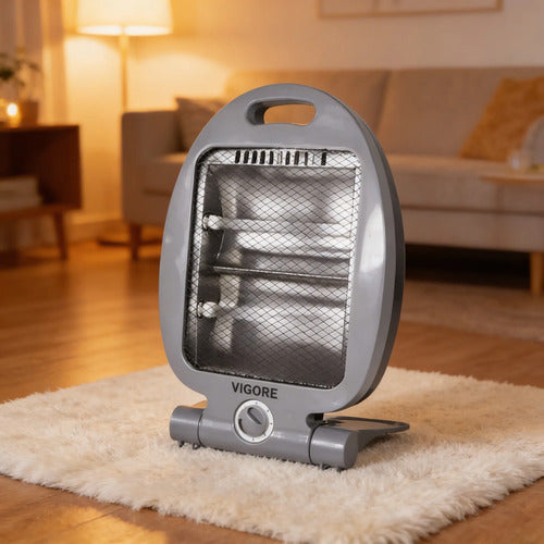 Estufa Electrica Cuarzo Calefactor Portatil Termostato 800w Gris