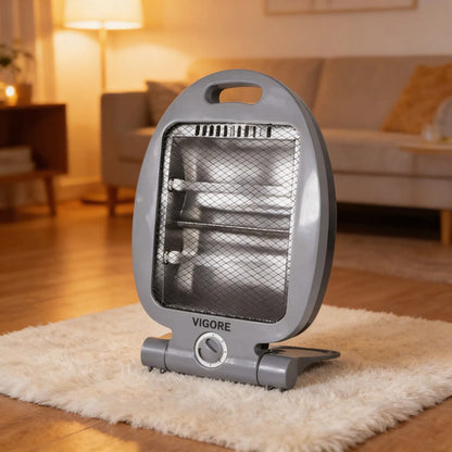 Estufa Electrica Cuarzo Calefactor Portatil Termostato 800w Gris