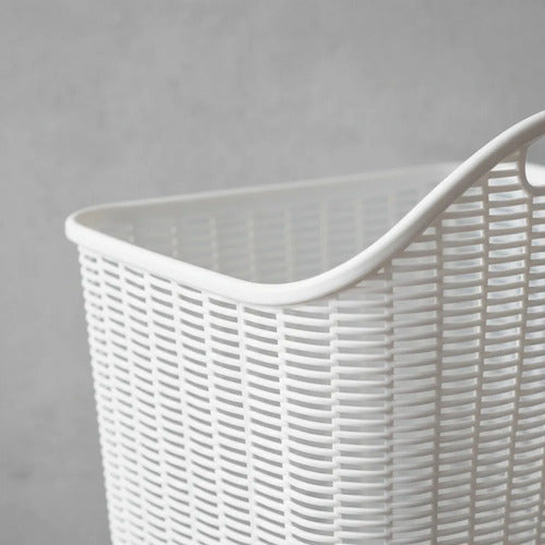 Canasto/cesto Asas Organizador Plástico Calado Multiuso 51cm Blanco