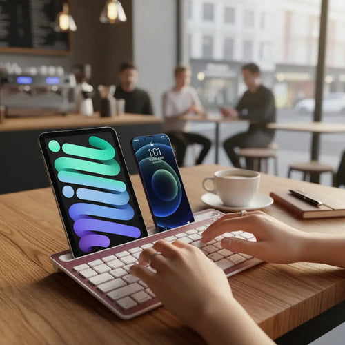 Teclado Inalambrico Tablet Celu Bluetooth Portátil Soporte