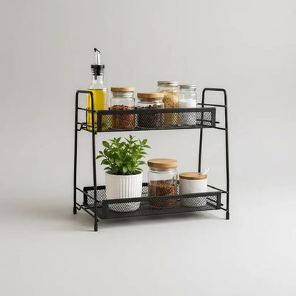 Estante Organizador Metalico 2 Niveles Cocina Baño Multuso Negro