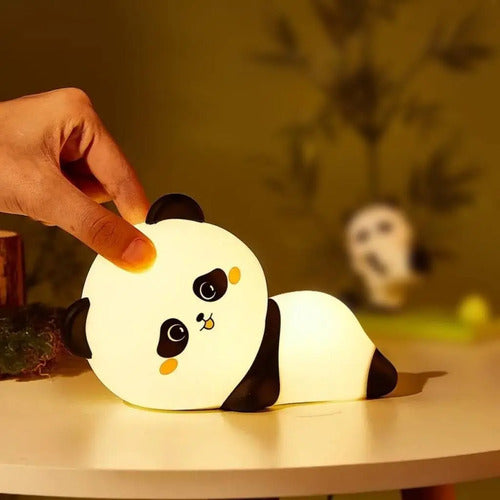 Lampara Veladora Panda Silicona Luz Led Blanco Y Rgb Blanco Varios